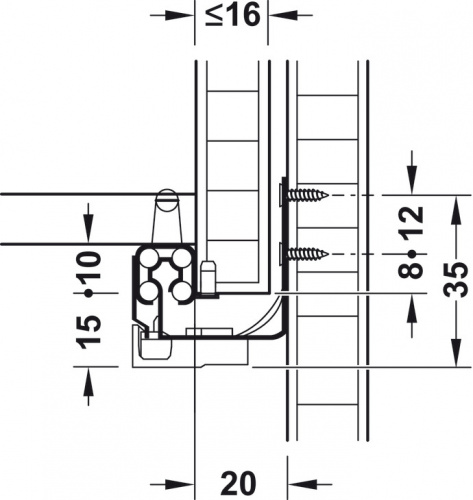 Concealed runner, Häfele Matrix Runner UM S25, single extension, load-bearing capacity up to 25 kg photo 6 Concealed runner, Häfele Matrix Runner UM S25, single extension, load-bearing capacity up to 25 kg photo 6