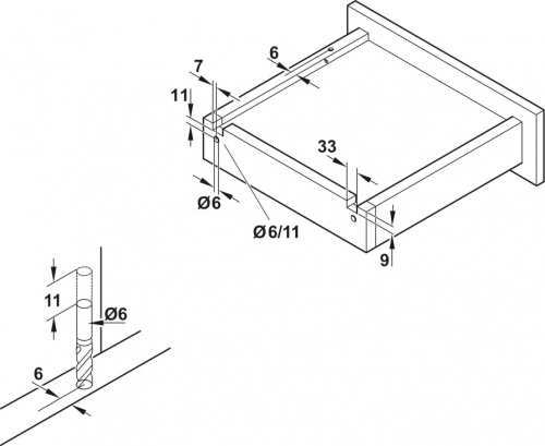 Concealed runner, Häfele Matrix Runner UM S25, single extension, load-bearing capacity up to 25 kg photo 7 Concealed runner, Häfele Matrix Runner UM S25, single extension, load-bearing capacity up to 25 kg photo 7