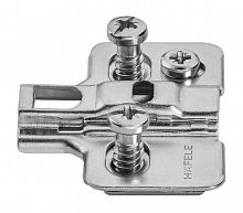 Cruciform mounting plate, Häfele Metalla 310 SM, quick-fixing system, height adjustment ±2 mm via eccentric, with pre-mounted Euro screws, distance 0 mm