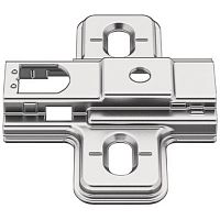 Cruciform mounting plate, Häfele Metalla 110 SM, quick-fixing system, for chipboard screws, distance 0 mm