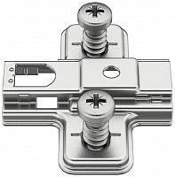 Cruciform mounting plate, Häfele Metalla 110 SM, with pre-mounted Euro screws, distance 4 mm, nickel plated