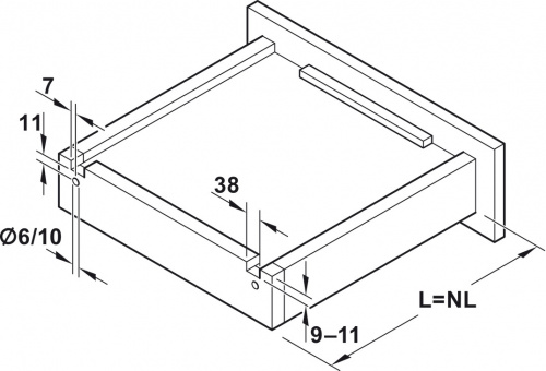 Concealed runner, Häfele Matrix Runner UM A30, full extension, load-bearing capacity up to 30 kg, synchronised running action photo 5 Concealed runner, Häfele Matrix Runner UM A30, full extension, load-bearing capacity up to 30 kg, synchronised running action photo 5