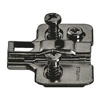 Cruciform mounting plate, Häfele Metalla 310 SM, quick-fixing system, height adjustment ±2 mm via eccentric, with pre-mounted Euro screws, distance 0 mm, black nickel